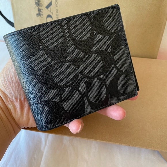💯OUTSTOCK/NEW🆕Coach Men Bifold wallet/signatures canvas - Picture 2 of 4